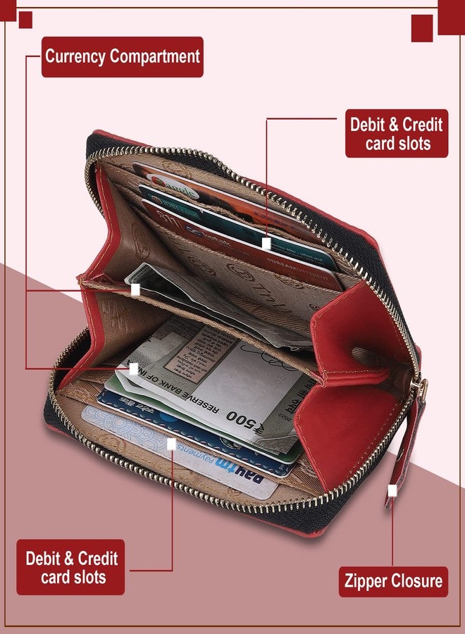 TnW Small Bi-Fold Women's Purse Wallet Card Organizer Female Hand Clutch Women/Ladies/Girls Wallets Credit Card Holder (Red) - Image 2